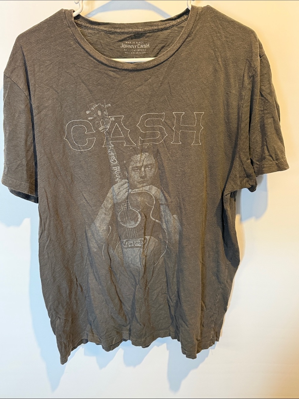 Lucky Brand CASH  Graphic Tee Charcoal Gray Band Shirt Johnny Cash Size: L